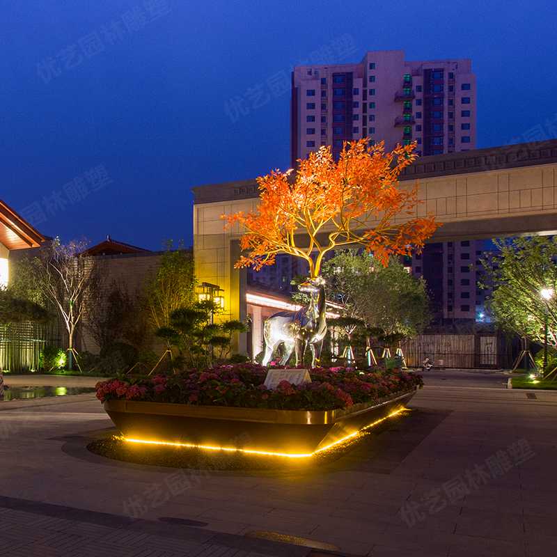 不銹鋼鹿，不銹鋼雕塑廠家，定制不銹鋼雕塑