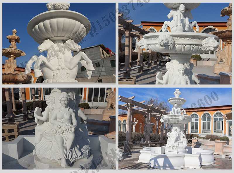 大理石噴泉，歐式人物動物噴泉，室外景觀噴泉定制