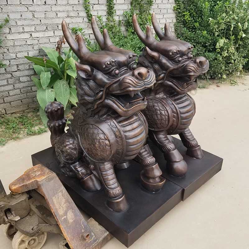 銅麒麟雕塑，銅麒麟擺件，鎮(zhèn)宅風(fēng)水麒麟